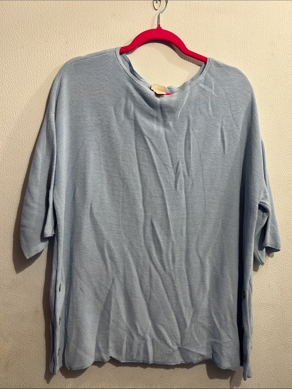 Chico's Light Blue Short Sleeve Knit Top